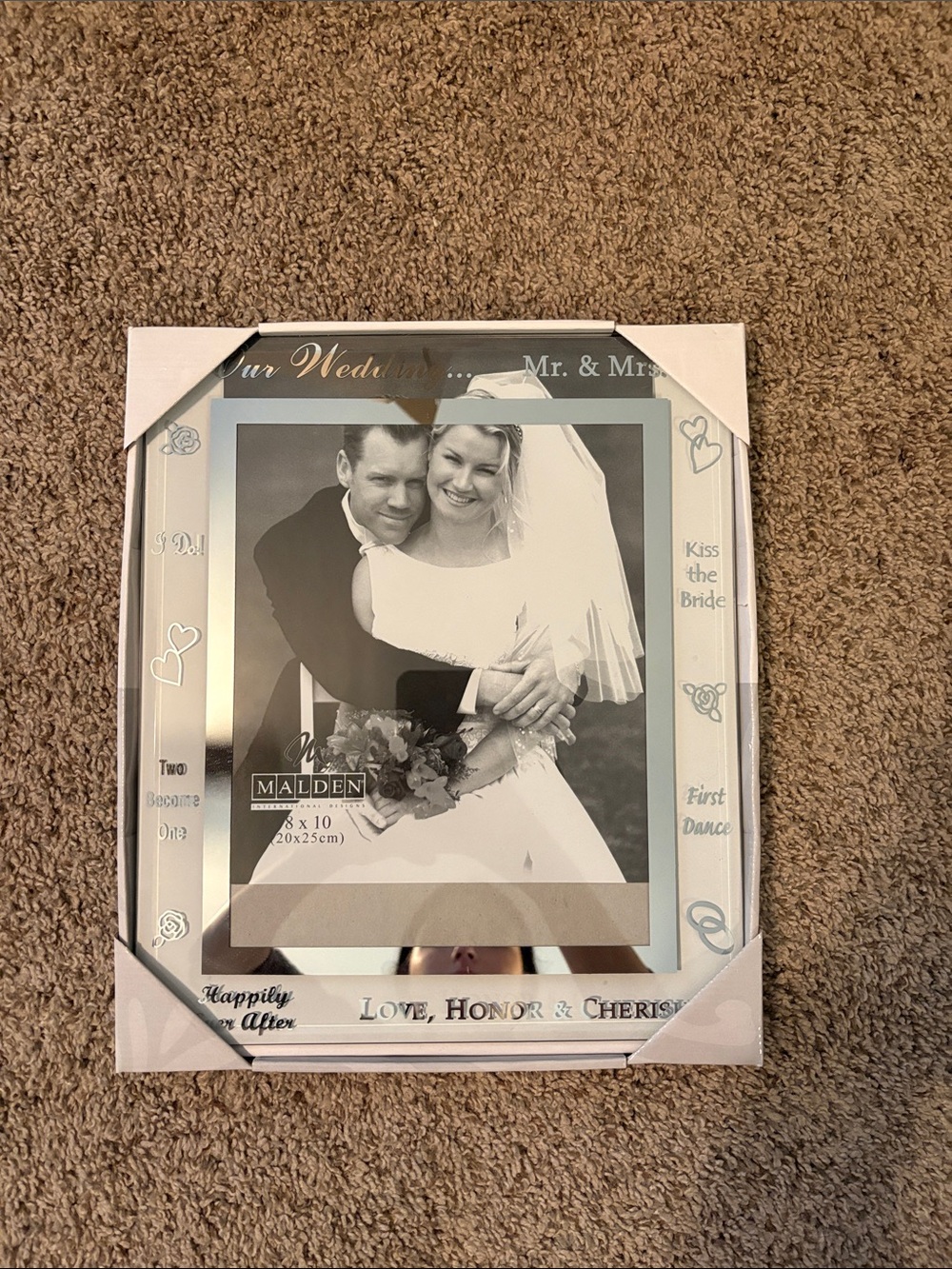 Malden Silver Wedding Frame with Romantic Accents